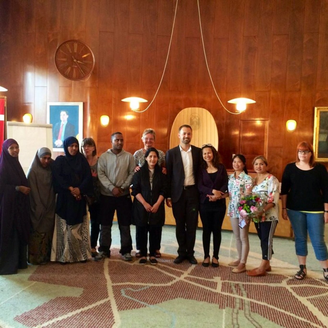 Medarbejdere fra rengøringsteamet på Health fik ros af borgmesteren for deres indsats og prioritering af arbejdet med integration på arbejdspladsen. Foto: privat.